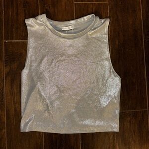 Metallic Silver Crop Top